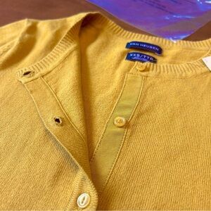 Nwt Van Heusen Cotton Crew Cardigan Yellow